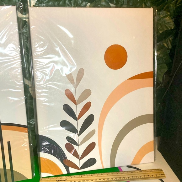 NWT Amazon Abstract Leaves Art Canvases 3! Each 12” x 16” 🍃 - Picture 5 of 6